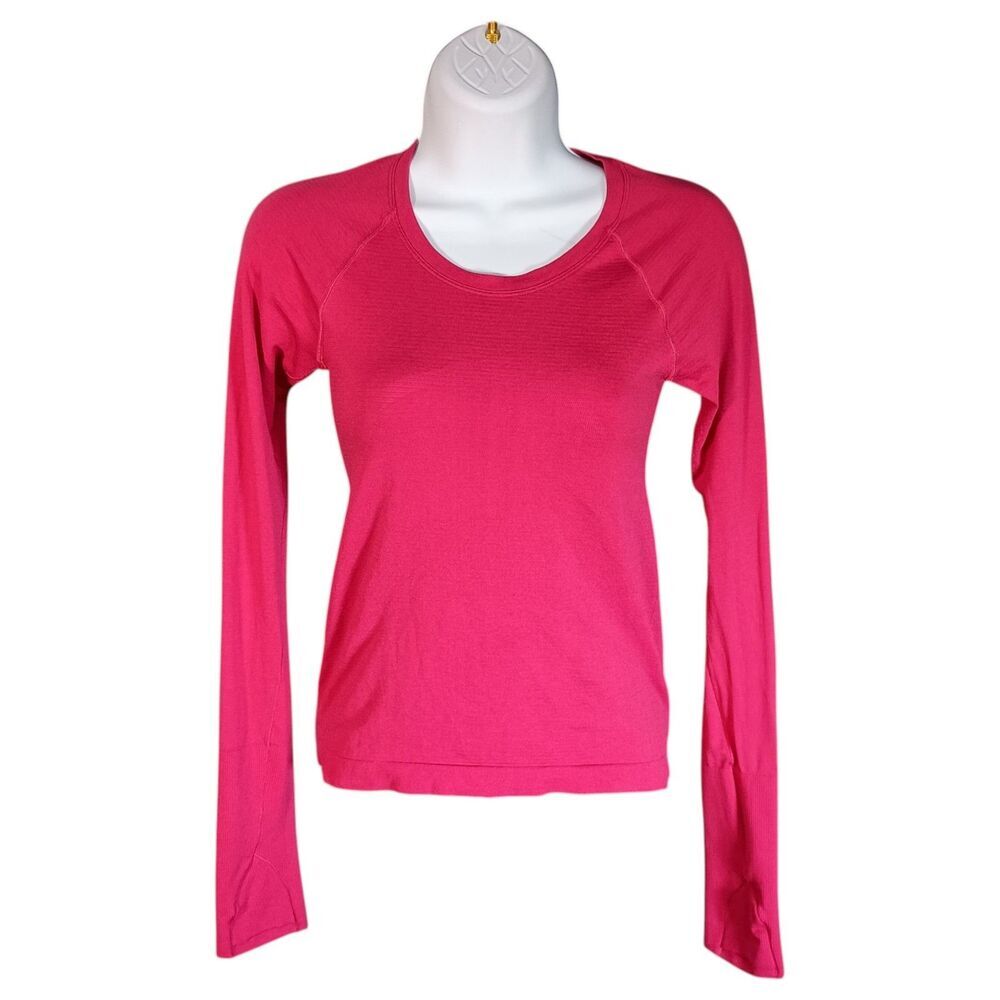 Lululemon Swiftly Tech Cropped Long Sleeve 2.0 Race Length Womens 2 Rose Red